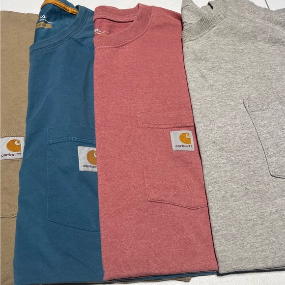 Bundle of 6 Carhartt T-Shirts in Gray, Tan, Blue, Pink, and Cream - Picture 3 of 9